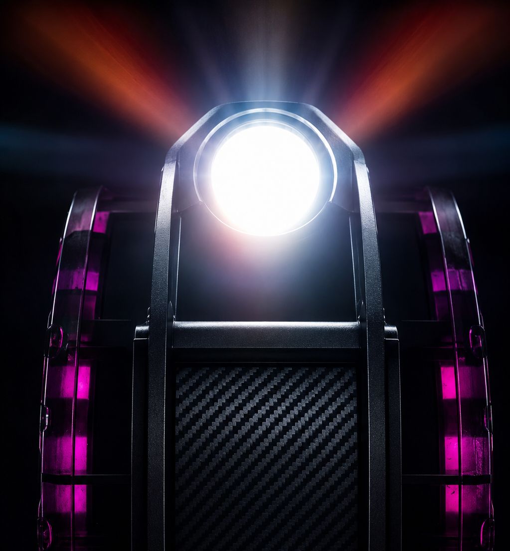 EUC headlight beam at night — toggled from the EucBuddy Dashboard screen
